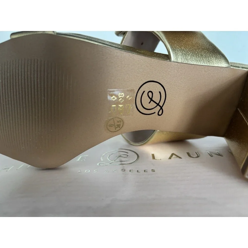 Chinese Laundry Yippy Slide Sandle Gold Block Heel Size 6